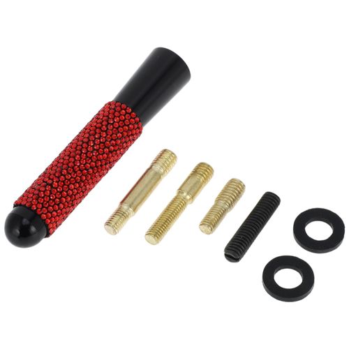 RATCHROLL 1 Set Universal Car Signal Antenna 3.15" Bling Rhinestone Polished Finish Antenna for Decoration Aluminum Alloy Material Red