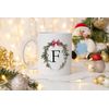 111283 Personalized Classic Christmas Wreath Monogram Ceramic Coffee Mug 11oz