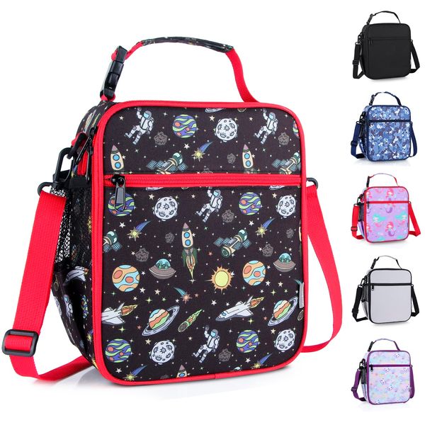 hombrima Kids Insulated Lunch Box Bag, Thermal Picnic Cool Bags with Adjustable Strap for Adults Children Women Men Boys Girls School Work(Planet01)