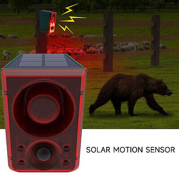 Solar Motion Sensor Alarm Outdoor Security Siren Light w/ Remote Controllerys