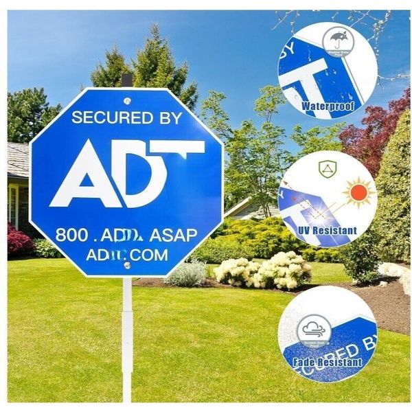 Yard Security Sign Heavy Duty Weather Proof Aluminum Panel and Stake 10"x28"