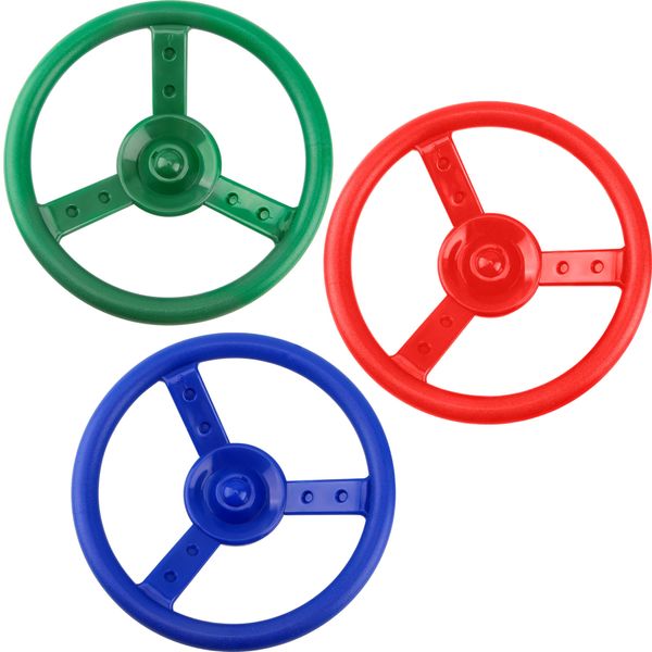 3 Pack Playground Steering Wheel Swingset Playset Wheel Toys Plastic Steering Wheel for Kids Outdoor Backyard Playhouse Treehouse (Color Set 2)