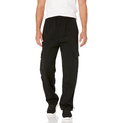 Mens Fleece Cargo Sweatpants, 4XL, Black