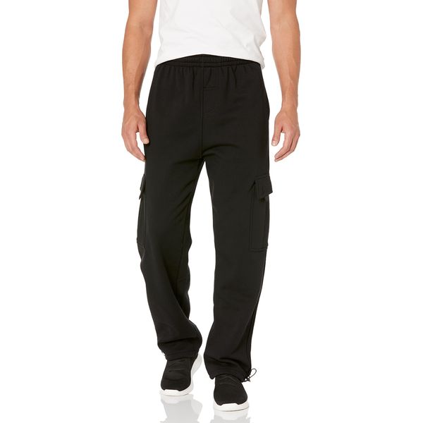 Mens Fleece Cargo Sweatpants, 4XL, Black