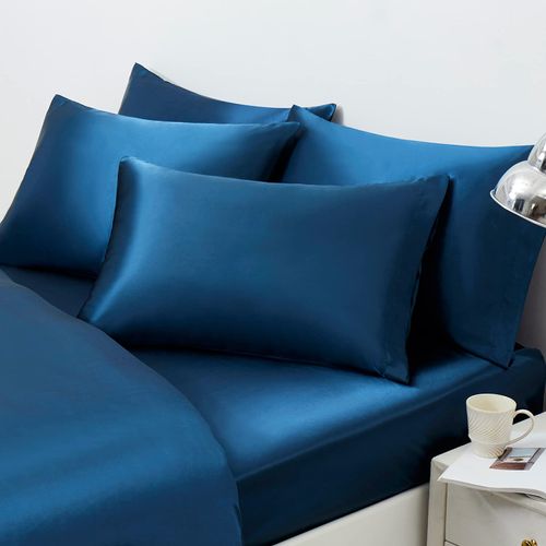 Ersmak Satin Pillowcase Queen Set of 4, Ultra Soft & Silky Satin Pillow Cases for Hair and Skin, Wrinkle Fade Resistant Pillow Covers with Envelope Closure (Navy Blue)