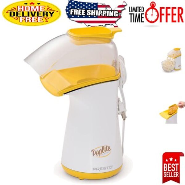 Compact 18-Cup Electric Popcorn Popper with Butter Melter - Yellow Delight