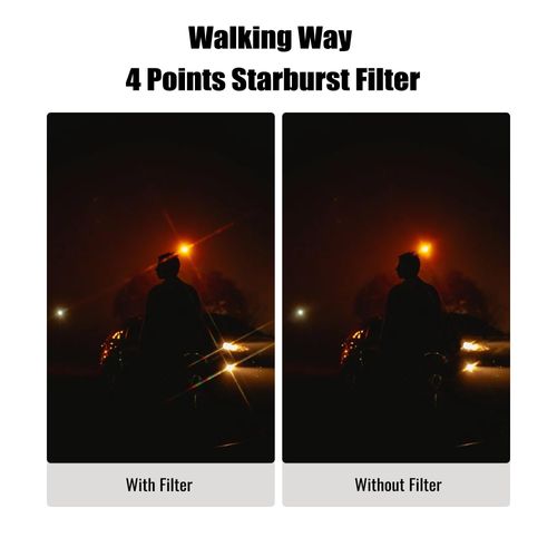 Walking Way 72mm Star Filter Set - 4, 6, 8 Points Long Line Starburst Filters, Starlight Effect with Pouch for Festivals, Nightscapes, and Creative Photography