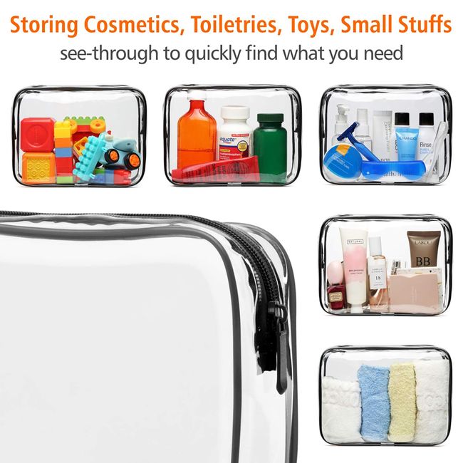 Clear Toiletry Bag Quart Size Bag Travel Makeup Cosmetic Bag PVC Toiletries  Cosmetic Pouch for Women Men