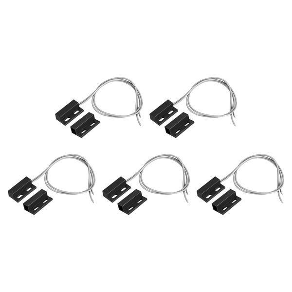 uxcell Magnetic Door Switch, Door Magnetic Switch, Door Sensor NO Surface Mount, Black, Pack of 5