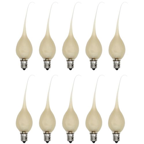 Creative Hobbies® Country Style Silicone Dipped Candle Light Bulbs (Pkg of 10 Bulbs) ~ 5 Watt Pearlized Silicone, Gold Glow
