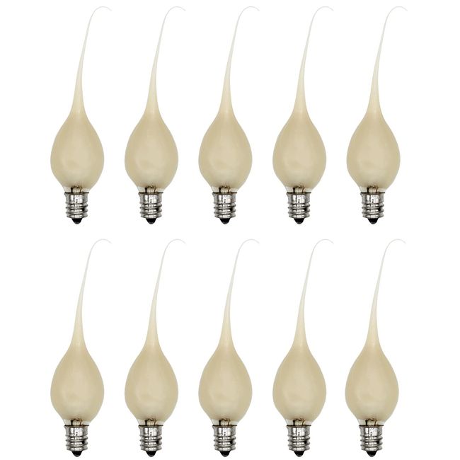 Creative Hobbies® Country Style Silicone Dipped Candle Light Bulbs (Pkg of 10 Bulbs) ~ 5 Watt Pearlized Silicone, Gold Glow