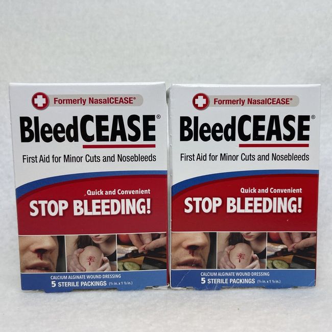 2 Bleedcease Stop Bleeding First Aid For Cuts & Nosebleeds 5 Sterile Packs Each