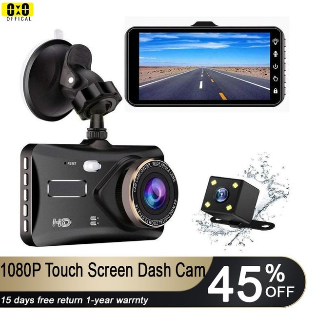 Dual Dash Cam Front and Rear, 1080p HD Car DVR Dashboard Camera Recorder  with Night Vision, 4 inch IPS Touch Screen, 170 Super Wide Angle, G Sensor,  for Sale in City of