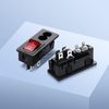 PNGKNYOCN IEC C8 Panel Mount Plug Adapter,AC 250V 3A 2 Pin Inlet Module Plug Power Connector with Red Button Switch Power Socket （2-Pack）