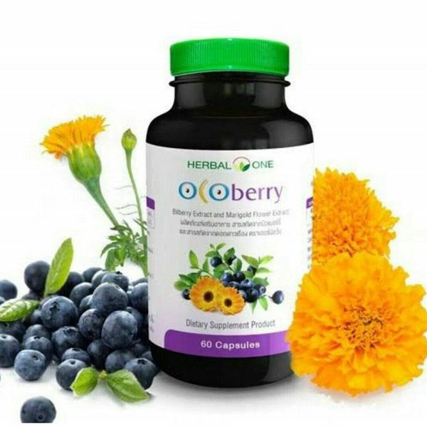 Herbal One Ocoberry Improve Eye Vision Reduce Fatigue Bilberry Extract 60 Caps.