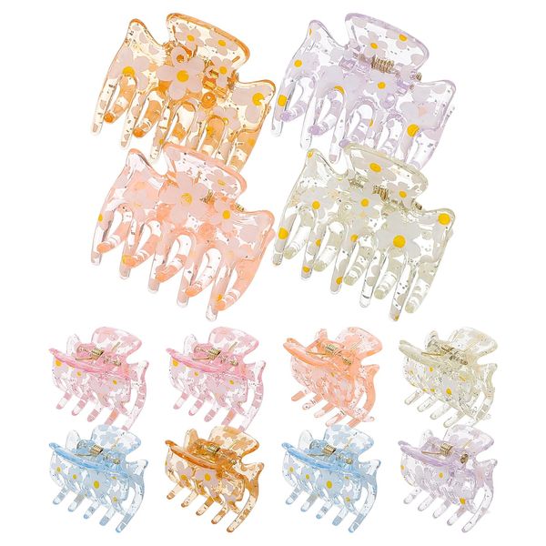 Hair Clips Set - 12PCS 3 Colors Claw Clips, 1.5 Inch Small Hair Clips, Banana Clip for Thin/Medium Fine Hair, Printing Barrettes for Women, Non-slip Hair Clips for Styling