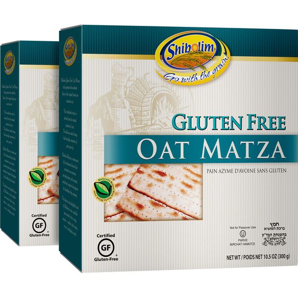 Shibolim Gluten Free Oat Matza 10.5oz (2 Pack) Made with Whole Grain Oats | Gluten free Oat Matzo Crackers | Crisp & Tasty | Kosher & Hamotzi