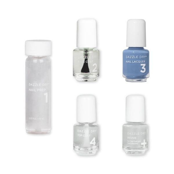 Dazzle Dry Mini Kit 4 Step System - Varsity Blues - A muted light denim. Full coverage cream. (5 Piece Kit / 5 Manicures)