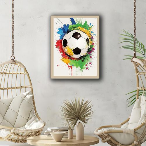 YUINJP Watercolor Soccer Ball Diamond Painting Kits, 5D Full Round Gemstone Crystal Painting by Diamond Painting Art Kits for Adult, for Home Decor Living Room Decor and Relaxing Gift 30x40cm