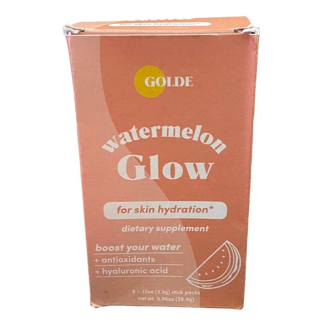 Golde Dietery Supplement For Skin Hydration Watermelon Glow 8 Stick Packs 11/24