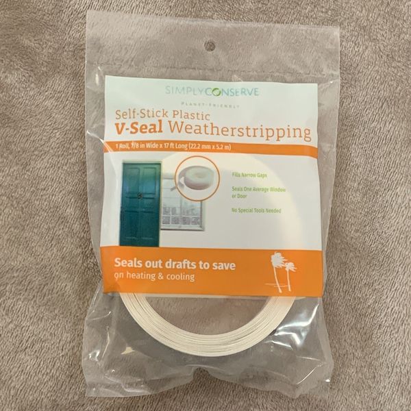 Simply Conserve Self Stick Plastic V Seal Weatherstripping 17 Feet x 7/8” Wide