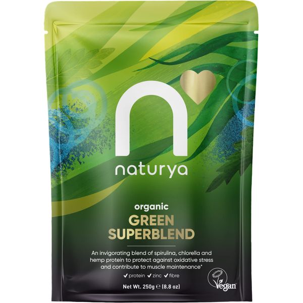 Naturya Organic Green SuperBlend, 250g, Alkalising Superfood Blend for Smoothies