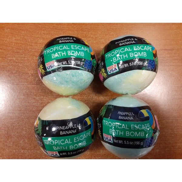 4 Nature’s Beauty Bath Bombs - Tropical Escape (Pineapple & Banana) -  4E