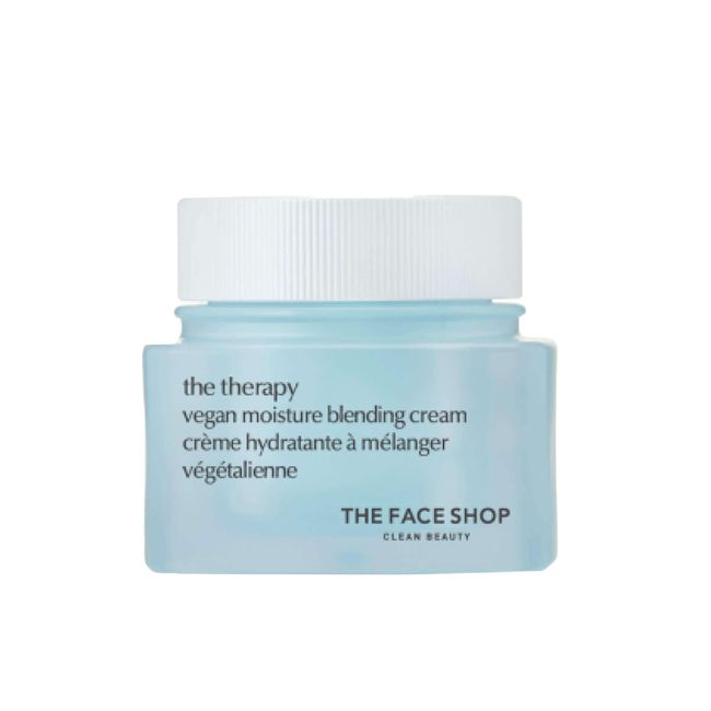 THE FACE SHOP The Therapy Vegan Moisture Blending Cream | Vegan Moisturizer | Cooling | Hydrating | Skin-Friendly | 2-in-1 Gel & Cream | K-Beauty