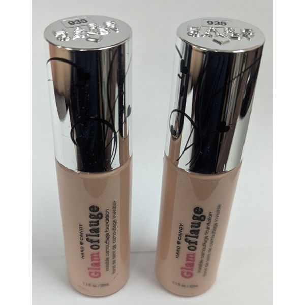LOT OF 2 HARD CANDY GLAMOFLAUGE INVISIBLE CAMOUFLAGE FOUNDATION 935 MEDIUM 1.1oz