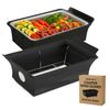 Chafing Dish Wind Guards with Menu Display | Handle Covered Chafer Windguard | Fitted & Washable, Elegant & Functional Catering Accessory | 2 Pack (Black)