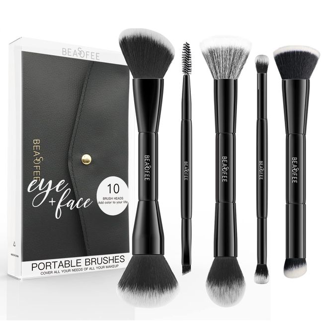 Make up Pinsel Set, 5 Schminkpinsel Set Professioneller Make up Pinsel Foundation Pinsel, Synthetische Borsten, Concealer, Augenbrauen, Spool, Lidschatten, Eyeliner, flüssige Creme, Rouge Pinsel