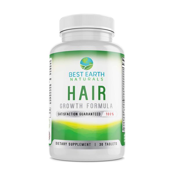 Best Earth Naturals Hair Growth Vitamin Formula to Help Support Thick Full Strong Healthy Hair - for Men & Women - 30 Count