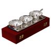 Silver Plated Brass Bowl Set 7 Pcs. (Bowls 4'' Diameter & Tray 13" x 5.5") IND
