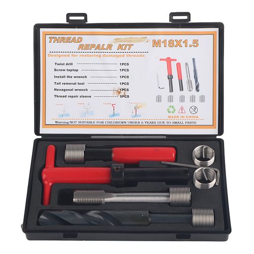10Pcs Thread Repair Kit M18x1.5 Helicoil Restoring Thread Repair Tools Wrench, Stainless Steel Metric Thread Repair Insert Kit Compatible Hand Tool Set Thread Repair Kit
