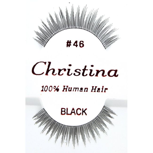 12 X Eyelashes - #46 Christina 100% Human Hair Fake Eyelashes