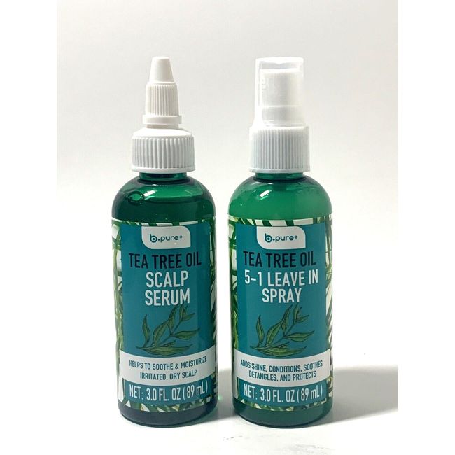 b-pure Tea Tree Oil Scalp Serum 3oz + 5-1 leave in hair spray 3oz  - Lot of 2