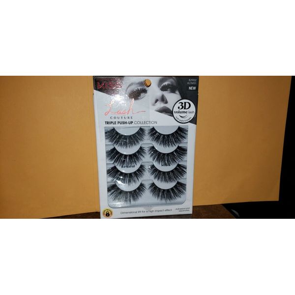 Kiss Lash Couture 3D Volume Triple Push Up Collection Bombshell Style 4 pak