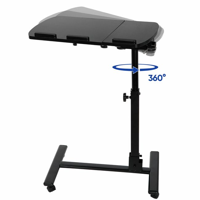 Adjustable Angle Height Rolling Laptop Table/ Black