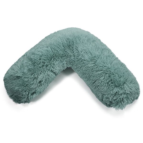 HOMES-LINEN Teddy V Shaped Complete V Pillow or V Case Only For Neck Maternity Back Support Soft Warm Plush Cosy Fleece V Shape Cover (Teddy Cuddles Teal, Teddy Cover Only)