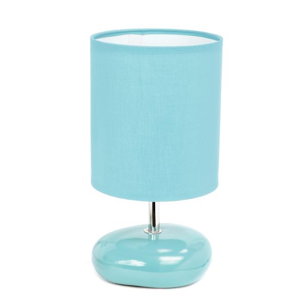 Simple Designs LT2005-BLU Stonies Small Stone Look Table Desk Bedside Lamp, Blue