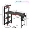 Gaming Desk with Power Outlet & LED Light 44 Inch Computer Office Desk with Hook