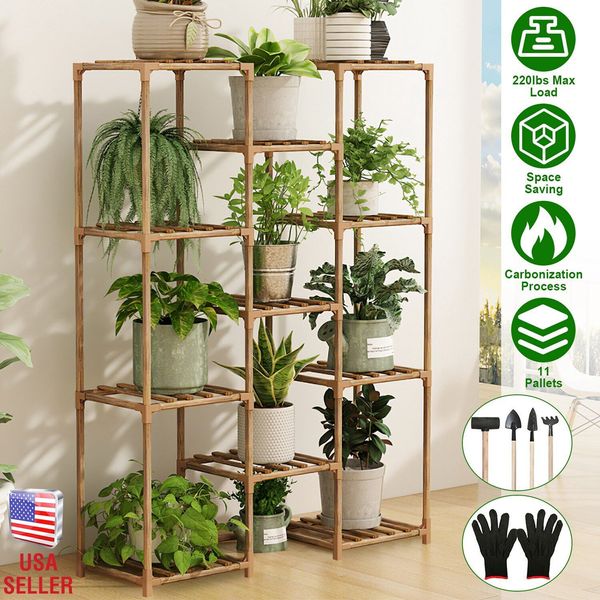 47" Wood Plant Stand Rack Flower Herbs Holder Stand Garden Home Pot Bonsai Rack