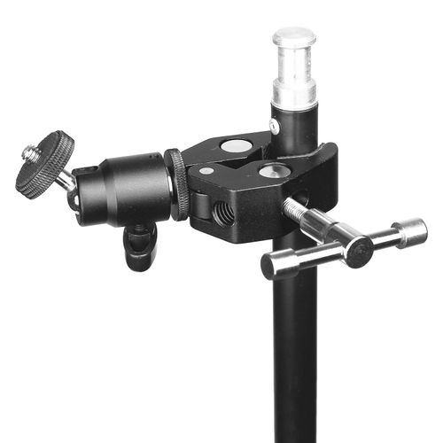 Chromlives 2 Pieces Super Clamp Tripod Set with 1/4 Inch 3/8 Inch Holes Clamp Tripod with Ball Head Metal Super Clamp Adjustable Tripod Clamp for Cameras Flash Light Tripod DV Monitor LED Lights