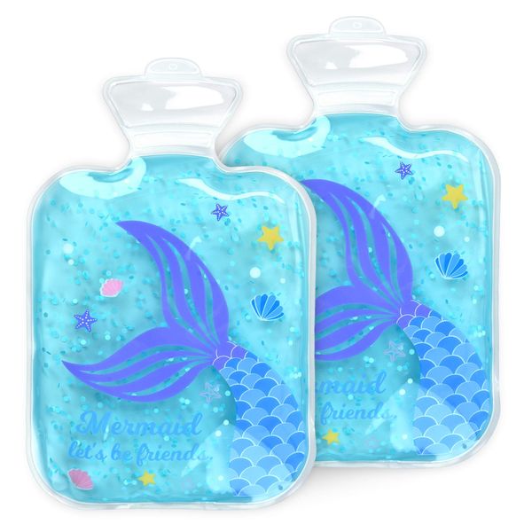 Navaris Girls Hot and Cold Packs (Set of 2) - Kids Reusable Heat and Ice Gel Pack Set - BPA-Free Compress to Cool or Warm - Mermaid Design