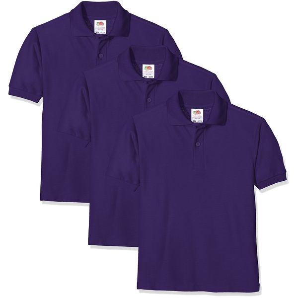 FRUIT OF THE LOOM Unisex Baby Short Sleeve Polo Shirt, Purple, 14-15 Years UK