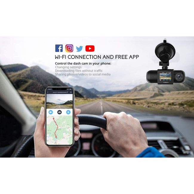 Dual Dash Cam 1080P, COOAU Dash Cam Front and Inside, Dash Camera for Cars,  Perfect for Uber and Taxi Drivers, Built-in GPS and