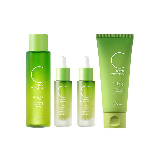 Ariel Green Vitamin C Toner + 2 Ampoules + 3 Creams Set