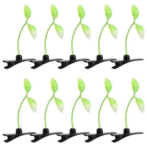 10pcs Green Bean Sprout Hair Clip Plant Grass Hair Accessories Kids DIY for School Home Party Clips and Barrettes