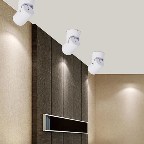 Uonlytech Indoor 85- 7W LED Spotlight Adjustable Ceiling Downlight Surface Mounted COB Lighting Aluminum Wall Lamp Spot Light Warm White (White)