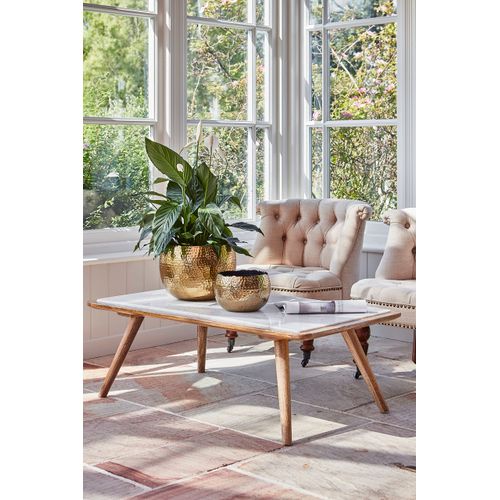 Ivyline Round Hammered Planter Bowl in Gold / Black - UV Stable & Waterproof Premium Quality Indoor Iron Decorative Flower Plant Pot - H14cm x D19cm